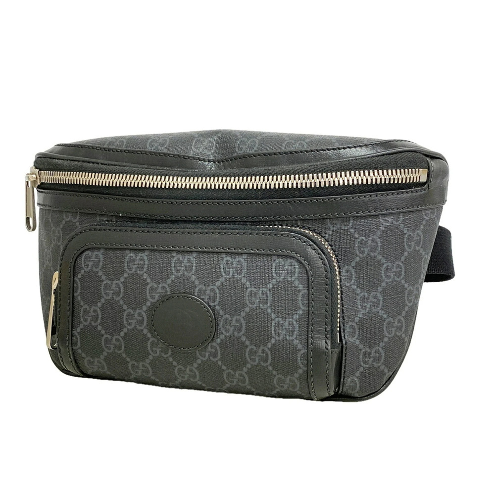 Gucci GG Supreme 733240 Waist Bag (Gray/Black) - Men's